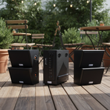Dàn loa sân vườn: âm ly AMT384 Goldsound 2 vùng âm lượng 380w + 4 loa Goldsound ngoài trời V40NT 40w, loa được thiết kế riêng cho quán, bật lớn không tạp âm, miễn phí công lắp đặt, bảo hành 12 tháng