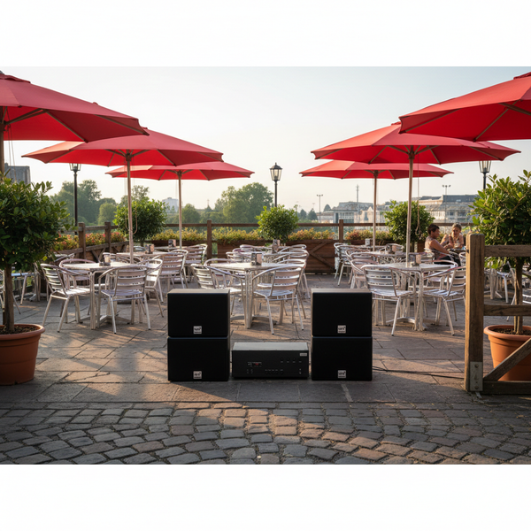 Dàn loa sân vườn: Amply A384-4K Goldsound 4 vùng âm lượng 800w + 4 loa Goldsound ngoài trời V130NT 130w, Amply 4 - 6 vùng âm lượng, loa được thiết kế riêng cho quán, bật lớn không tạp âm, miễn phí công lắp đặt, bảo hành 12 tháng