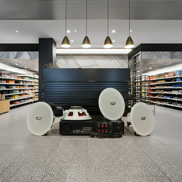 Dàn loa âm trần thông báo, phát nhạc nền tự động: A550F Goldsound 5 vùng âm lượng 550w + 4 loa âm trần VAT27, loa được thiết kế riêng cho quán, bật lớn không tạp âm, miễn phí công lắp đặt, bảo hành dài hạn 12 tháng