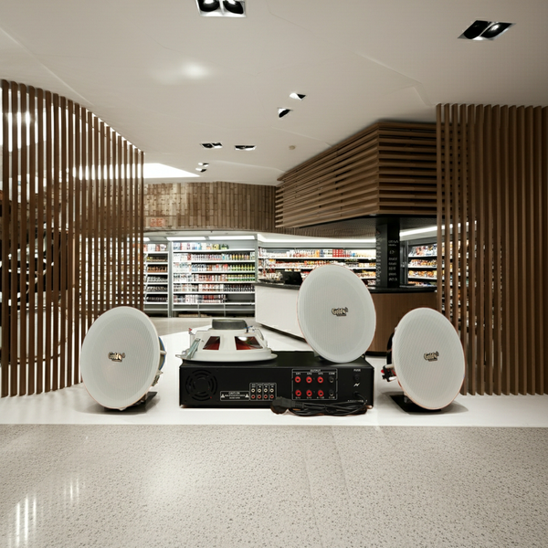 Dàn loa âm trần thông báo, phát nhạc nền tự động: A550F Goldsound 5 vùng âm lượng 550w + 4 loa âm trần VAT27, loa được thiết kế riêng cho quán, bật lớn không tạp âm, miễn phí công lắp đặt, bảo hành dài hạn 12 tháng