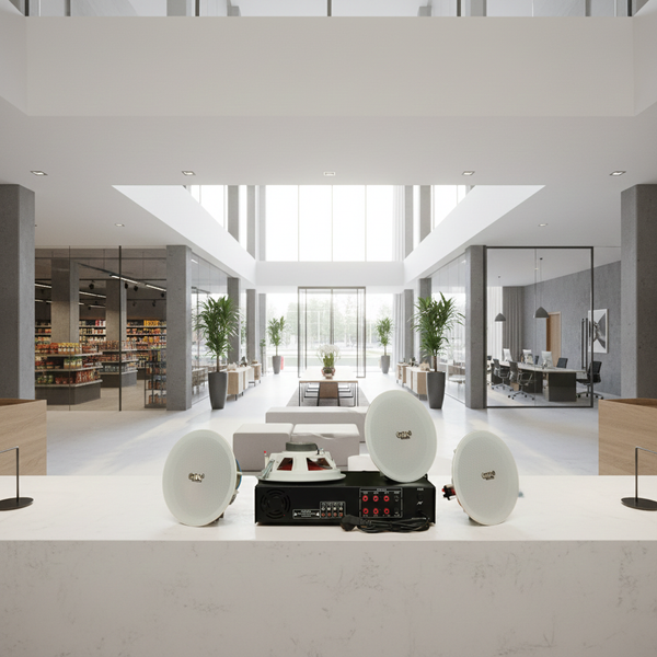 Dàn loa âm trần thông báo, phát nhạc nền tự động: A550F Goldsound 5 vùng âm lượng 550w + 4 loa âm trần VAT27, loa được thiết kế riêng cho quán, bật lớn không tạp âm, miễn phí công lắp đặt, bảo hành dài hạn 12 tháng