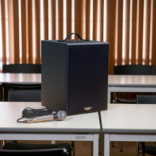 Loa trường học G120 Goldsound: 1 Micro có dây, công suất 120w, bass 20cm, treble 10cm, bluetooth 5.0