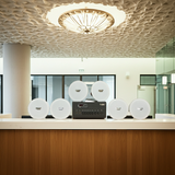 Dàn loa âm trần thông báo, phát nhạc nền tự động: A384PU-2K Goldsound 2 vùng âm lượng 380w + 6 loa âm trần VAT14, loa được thiết kế riêng cho quán, bật lớn không tạp âm, miễn phí công lắp đặt, bảo hành dài hạn 12 tháng