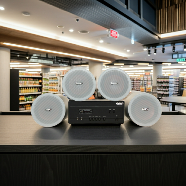 Dàn loa âm trần thông báo, phát nhạc nền tự động: A907PU-2K Goldsound 2 vùng âm lượng 900w + 4 loa âm trần VAT27, loa được thiết kế riêng cho quán, bật lớn không tạp âm, miễn phí công lắp đặt, bảo hành dài hạn 12 tháng