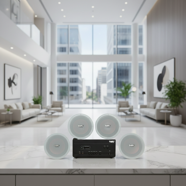 Dàn loa âm trần thông báo, phát nhạc nền tự động: A907PU-2K Goldsound 2 vùng âm lượng 900w + 4 loa âm trần VAT27, loa được thiết kế riêng cho quán, bật lớn không tạp âm, miễn phí công lắp đặt, bảo hành dài hạn 12 tháng