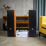 Dàn loa cây V390-A1200 vân gỗ (Amply A1200 + 2 loa cây V390) - Hàng trưng bày đồng giá cuối năm