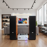 Dàn loa cây V390-A1200 vân gỗ (Amply A1200 + 2 loa cây V390) - Hàng trưng bày đồng giá cuối năm