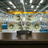 Loa thông báo nhà xưởng: 1 Amply A850F + 06 Ne65w, Amply 5 vùng, loa được thiết kế riêng, bật lớn không tạp âm, miễn phí công lắp đặt, bảo hành dài hạn 12 tháng