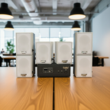 Dàn loa không dây treo tường, Loa thông báo, loa phát nhạc tự động: 01 amply A57 Goldsound + 6 loa không dây Goldsound V27 - 27w