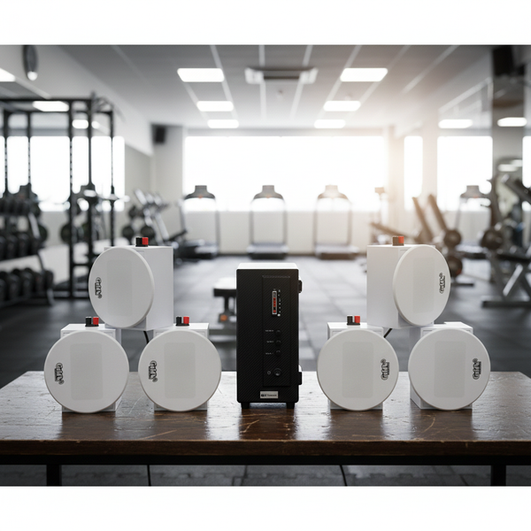 Dàn loa âm trần thông báo phát nhạc nền tự động Gold4cafe AM6.0 TH Goldsound (01 Amply + 6 loa âm trần 13w), loa được thiết kế riêng cho quán, bật lớn không tạp âm, bảo hành dài hạn 5 năm.