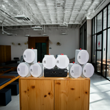 Loa âm trần thông báo, phát nhạc nền: Âm ly A917 Goldsound 2 vùng âm lượng 1200w + 8 loa âm trần Goldsound VAT38 38w, loa được thiết kế riêng cho quán, bật lớn không tạp âm, miễn phí công lắp đặt, bảo hành dài hạn 5 năm