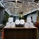 Loa âm trần thông báo, phát nhạc nền: Âm ly A917 Goldsound 2 vùng âm lượng 1200w + 8 loa âm trần Goldsound VAT38 38w, loa được thiết kế riêng cho quán, bật lớn không tạp âm, miễn phí công lắp đặt, bảo hành dài hạn 5 năm