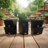 Dàn loa sân vườn: âm ly AMT384 Goldsound 2 vùng âm lượng 380w + 4 loa Goldsound ngoài trời V40NT 40w, loa được thiết kế riêng cho quán, bật lớn không tạp âm, miễn phí công lắp đặt, bảo hành 12 tháng