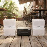 Loa treo tường, phát nhạc nền thông báo: A384 Goldsound 2 vùng âm lượng 380w + 4 loa Goldsound V50NT-PU, loa được thiết kế riêng cho quán, bật lớn không tạp âm, miễn phí công lắp đặt, bảo hành dài hạn 12 tháng