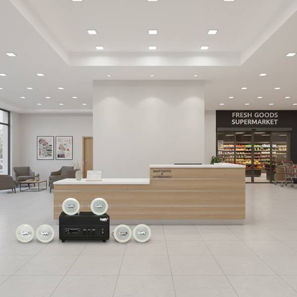Dàn loa âm trần thông báo, phát nhạc nền tự động: A156PU Goldsound 200w + 6 loa âm trần VAT8, loa được thiết kế riêng cho quán, bật lớn không tạp âm, miễn phí công lắp đặt, bảo hành dài hạn 12 tháng