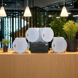 Dàn loa âm trần thông báo, phát nhạc nền tự động: A384PU-2K Goldsound 2 vùng âm lượng 380w + 4 loa âm trần Goldsound VAT38 - 38w, loa được thiết kế riêng cho quán, bật lớn không tạp âm, miễn phí công lắp đặt, bảo hành dài hạn 5 năm.