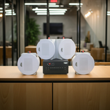 Dàn loa âm trần thông báo, phát nhạc nền tự động: A384PU-2K Goldsound 2 vùng âm lượng 380w + 4 loa âm trần Goldsound VAT38 - 38w, loa được thiết kế riêng cho quán, bật lớn không tạp âm, miễn phí công lắp đặt, bảo hành dài hạn 5 năm.