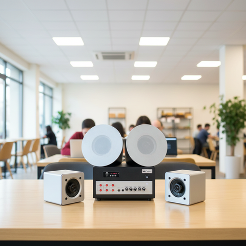 Loa âm trần thông báo, phát nhạc nền tự động: (Từ 30-80m2) (Amply A380+ 4c VAT25)