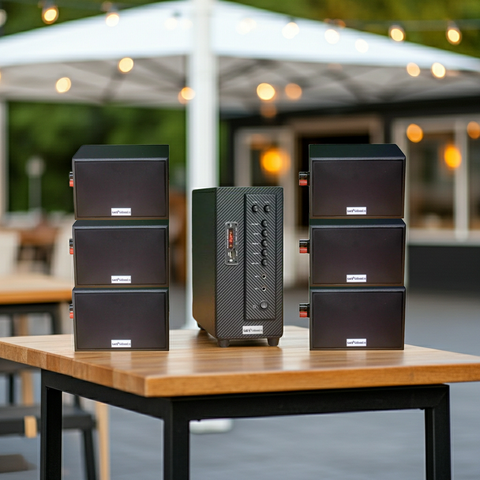 HÀNG TRƯNG BÀY: dàn âm thanh quán [Amply 380w + 6 loa treo tường 15w Goldsound] - BH 6 tháng