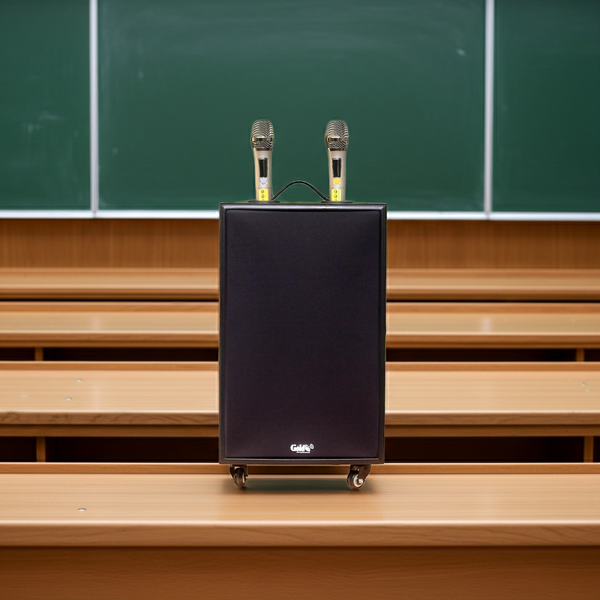 Loa trường học D230PU - MI, pin 4-6h, công suất 230w, bass 20 cm, treble 10 cm, bluetooth 5.0, cổng cắm Micro, cổng rca, khe usb, thiết kế loa thùng gỗ. Bảo hành 12 tháng