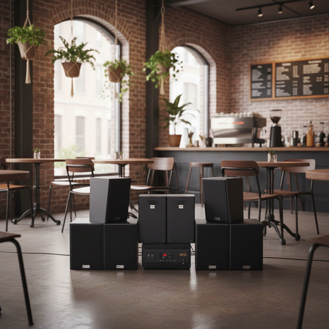 Dàn loa treo tường thông báo phát nhạc nền tự động: Amply A905 + 8 V70C (V70)