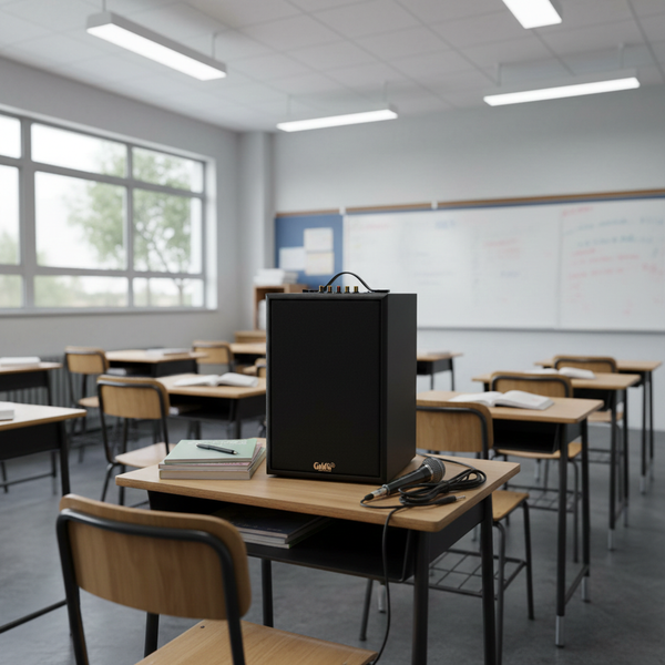 Loa trường học G120 Goldsound: 1 Micro có dây, công suất 120w, bass 20cm, treble 10cm, bluetooth 5.0