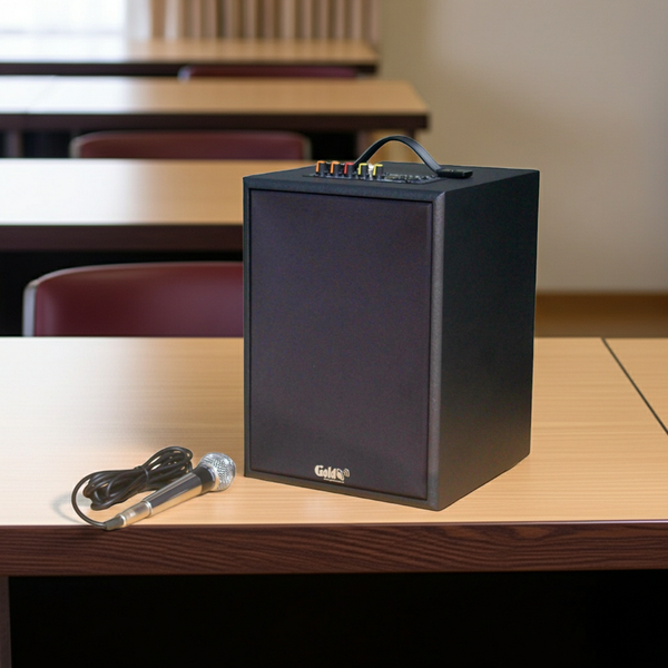 Loa trường học G120 Goldsound: 1 Micro có dây, công suất 120w, bass 20cm, treble 10cm, bluetooth 5.0