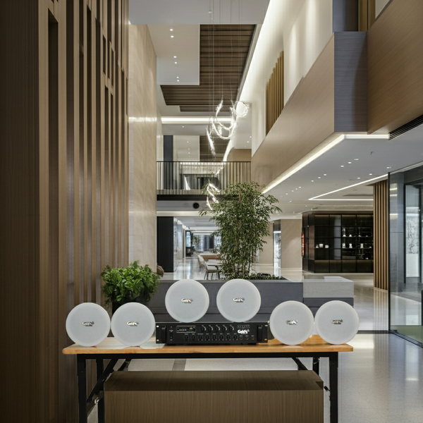 Dàn loa âm trần thông báo, phát nhạc nền tự động: A550F Goldsound 2 vùng âm lượng 550w + 6 loa âm trần VAT14, loa được thiết kế riêng cho quán, bật lớn không tạp âm, miễn phí công lắp đặt, bảo hành dài hạn 12 tháng