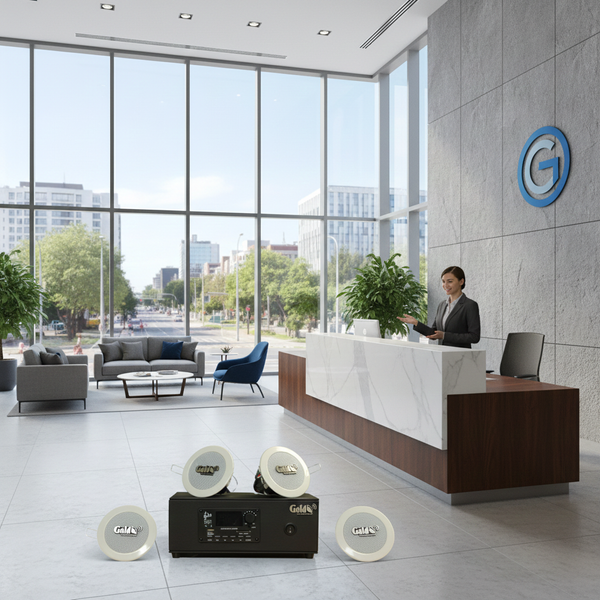 Dàn loa âm trần thông báo, phát nhạc nền tự động: A2.0PU Goldsound 60w + 4 loa âm trần VAT8, loa được thiết kế riêng cho quán, bật lớn không tạp âm, miễn phí công lắp đặt, bảo hành dài hạn 12 tháng