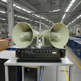 Loa thông báo nhà xưởng: 1 Amply A550F + 02 Ne65w, Amply 5 vùng, loa được thiết kế riêng, bật lớn không tạp âm, miễn phí công lắp đặt, bảo hành dài hạn 12 tháng