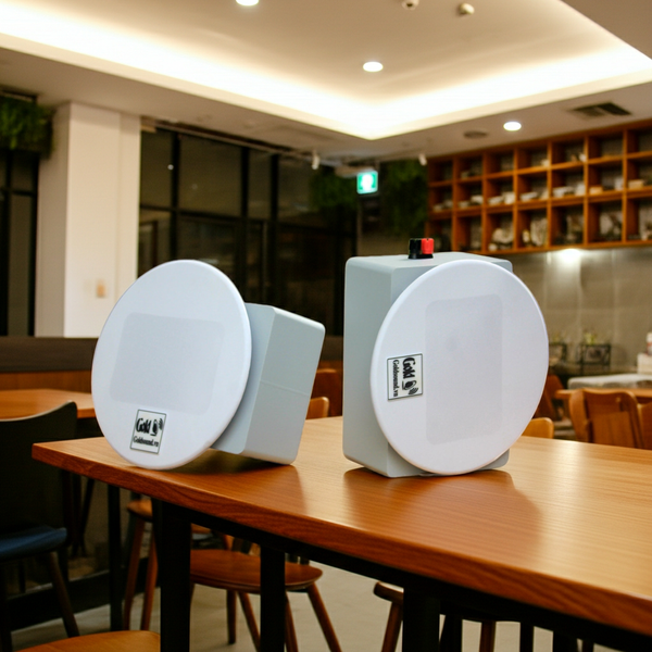 Loa âm trần thông báo, phát nhạc nền: Âm ly A907 Goldsound 2 vùng âm lượng 900w + 10 loa âm trần Goldsound VAT38 38w, loa được thiết kế riêng cho quán, bật lớn không tạp âm, miễn phí công lắp đặt, bảo hành dài hạn 5 năm