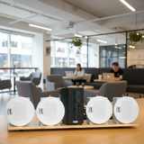 Loa âm trần thông báo, phát nhạc nền tự động: Amply AMT155 + 4 VAT38, loa được thiết kế riêng cho quán, bật lớn không tạp âm, miễn phí công lắp đặt, bảo hành dài hạn 5 năm.