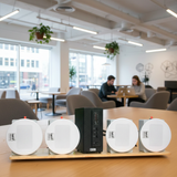 Loa âm trần thông báo, phát nhạc nền tự động: Amply AMT155 + 4 VAT38, loa được thiết kế riêng cho quán, bật lớn không tạp âm, miễn phí công lắp đặt, bảo hành dài hạn 5 năm.