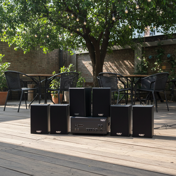 [Diện tích 120m2 + 02 Kênh] Amply A907PU-2K Goldsound 2 vùng âm lượng 900w + 6 loa Goldsound V40C - 40w, loa được thiết kế riêng cho quán, bật lớn không tạp âm, miễn phí công lắp đặt, bảo hành dài hạn 5 năm