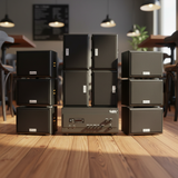 Dàn loa sân vườn: Amply A907PU-2K Goldsound 900w + 10 loa Goldsound ngoài trời V101-NT - 15w, loa được thiết kế riêng cho quán, bật lớn không tạp âm, không bao gồm công lắp đặt, bảo hành 12 tháng