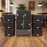 Dàn loa sân vườn: Amply A907PU-2K Goldsound 900w + 10 loa Goldsound ngoài trời V101-NT - 15w, loa được thiết kế riêng cho quán, bật lớn không tạp âm, không bao gồm công lắp đặt, bảo hành 12 tháng