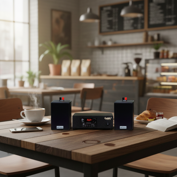 1 amply A2.0 + 2 loa V15: Amply, loa thông báo phát nhạc nền tự động được thiết kế riêng cho quán, bật lớn không tạp âm, bảo hành dài hạn 5 năm.