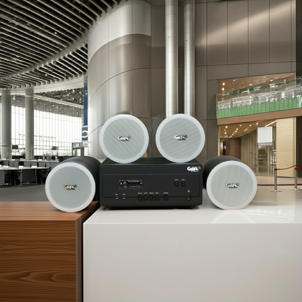 Dàn loa âm trần thông báo, phát nhạc nền tự động: A907PU-2K Goldsound 2 vùng âm lượng 900w + 4 loa âm trần VAT13, loa được thiết kế riêng cho quán, bật lớn không tạp âm, miễn phí công lắp đặt, bảo hành dài hạn 12 tháng