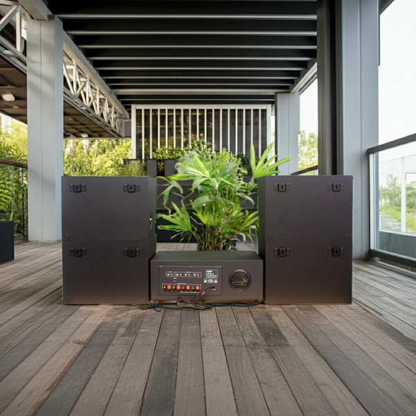 Dàn loa treo tường: Amply A917-4K + 4 loa V130NT, Amply 4 - 6 vùng âm lượng, loa được thiết kế riêng, bật lớn không tạp âm, miễn phí công lắp đặt, bảo hành dài hạn 5 năm.