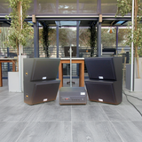 Dàn loa sân vườn: Amply A501 + 4 V130NT + 01 Trầm, Amply hai vùng âm lượng, loa được thiết kế riêng, bật lớn không tạp âm, miễn phí công lắp đặt, bảo hành 12 tháng