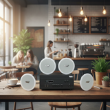 Dàn loa âm trần thông báo, phát nhạc nền tự động: A907PU-2K Goldsound 2 vùng âm lượng 900w + 4 loa âm trần VAT13, loa được thiết kế riêng cho quán, bật lớn không tạp âm, miễn phí công lắp đặt, bảo hành dài hạn 12 tháng