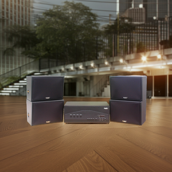 Dàn loa treo tường: Amply A917PU-4K Goldsound 4 vùng âm lượng 1500w + 4 loa Goldsound V130PU, Amply 4 - 6 vùng âm lượng, loa được thiết kế riêng cho quán, bật lớn không tạp âm, miễn phí công lắp đặt, bảo hành dài hạn 5 năm.