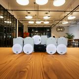 Loa âm trần thông báo, phát nhạc nền: Âm ly A917 Goldsound 2 vùng âm lượng 1200w + 10 loa âm trần Goldsound VAT38 38w, loa được thiết kế riêng cho quán, bật lớn không tạp âm, miễn phí công lắp đặt, bảo hành dài hạn 5 năm.