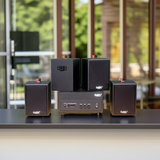 Dàn loa treo tường: Amply A156PU Goldsound 200w + 4 loa Goldsound V24c - 24w, loa được thiết kế riêng cho quán, bật lớn không tạp âm, bảo hành dài hạn 5 năm.