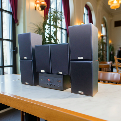 Dàn loa treo tường thông báo phát nhạc nền tự động: Amply A905 + 6 V70C (V70)