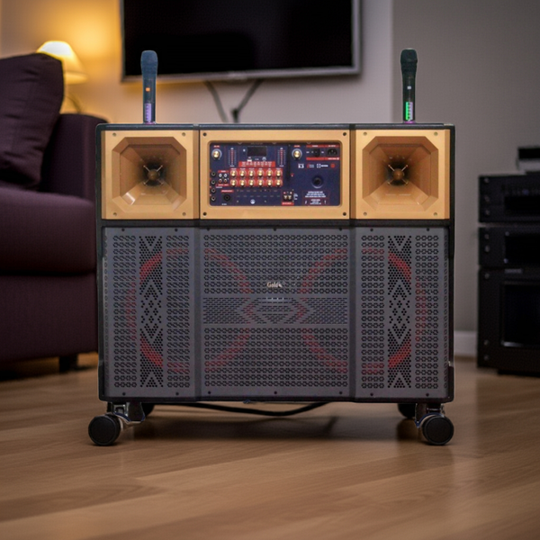 Loa kéo D2000 Goldsound (2 Bass 40cm, 2000w, kèm 2 Micro, pin 6-8H)