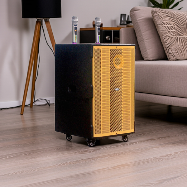 Loa kéo D1000 Goldsound (Bass 40cm, 1000w, kèm 2 Micro, pin 5-6H)