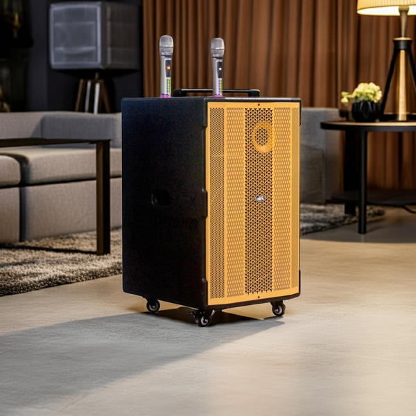 Loa kéo D1000 Goldsound (Bass 40cm, 1000w, kèm 2 Micro, pin 5-6H)