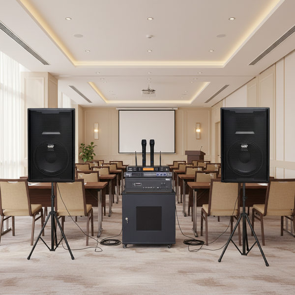 Dàn âm thanh Acoustic V258PU: Đẩy 1200w Goldsound + 2 loa Goldsound V258PU - 258w + 1 Micro không dây  + 1 vang cơ, bảo hành dài hạn 5 năm.