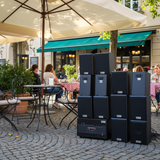 Loa treo tường phát nhạc nền quán cafe, nhà hàng: Amply A1800 Goldsound 4 vùng âm lượng 1800w + 18 loa Goldsound V25C 25W, Amply 4 - 6 vùng âm lượng, loa được thiết kế riêng cho quán